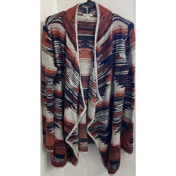 Lucky Brand Cardigan Sweater Womens Small Aztec Southwestern Boho Open Front - Picture 1 of 6